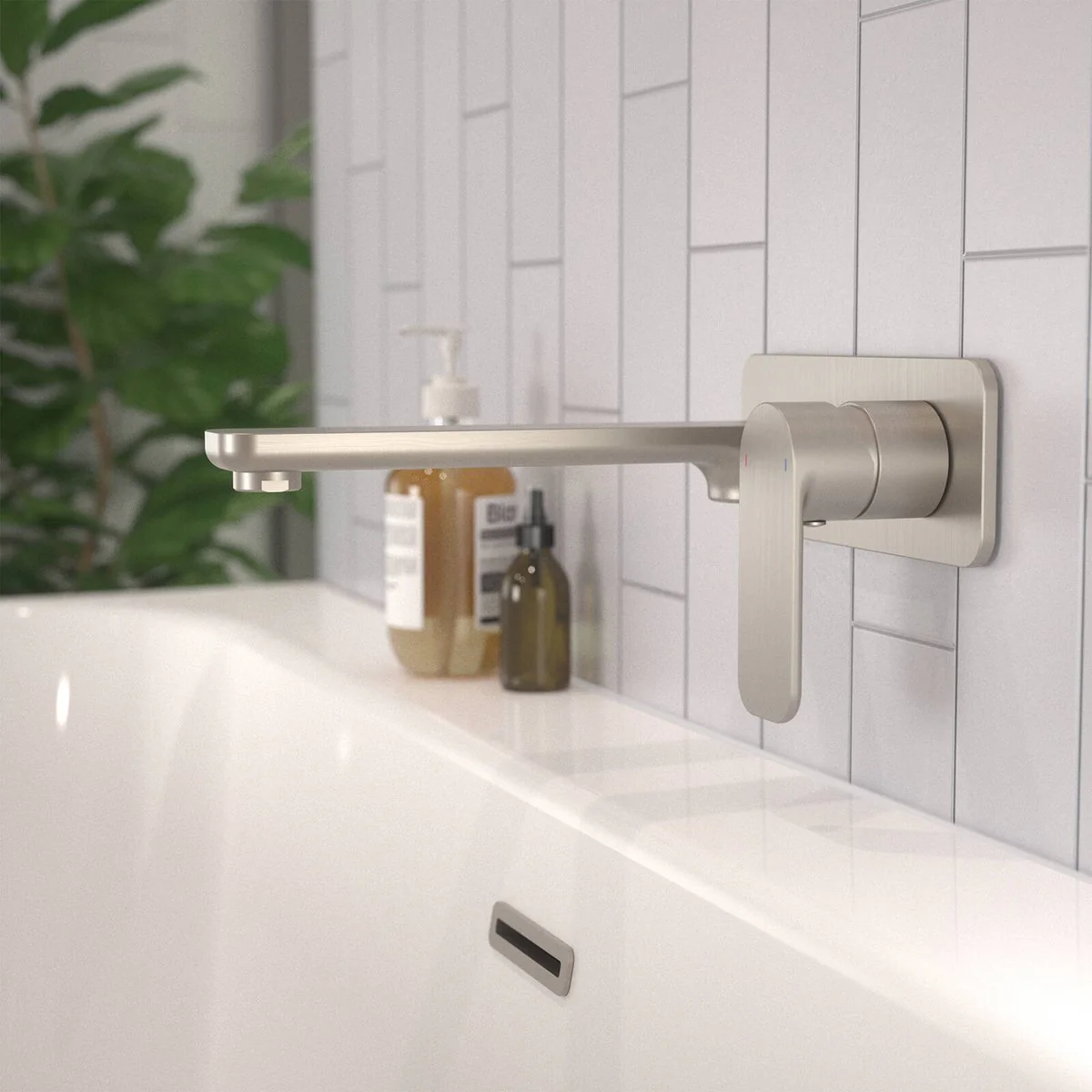 Caroma Luna Wall Basin Bath Mixer - 180mm x 122mm x 230mm - Brushed Nickel - Lead-Free Brass - Easy Clean Aerator - Image 3