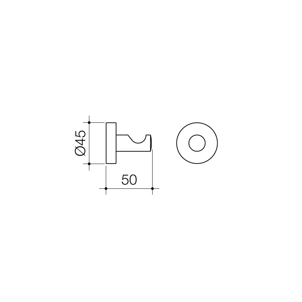 Caroma Matte Black Cosmo Robe Hook - 45mm x 45mm x 45mm - Black - Image 2