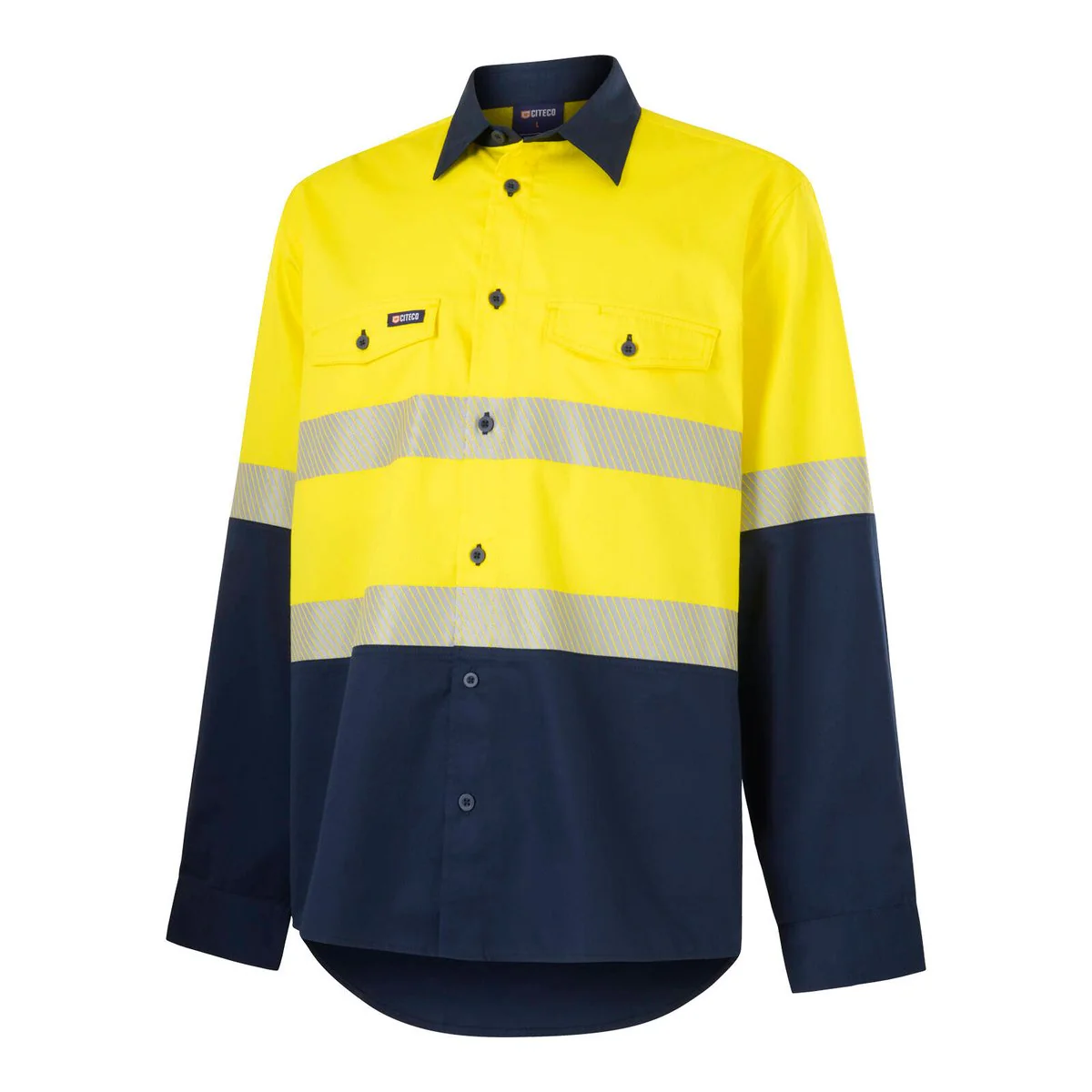 Citeco 2XL Long Sleeve Taped Shirt Hi Vis - Yellow/Navy - UPF 50+ - Image 2