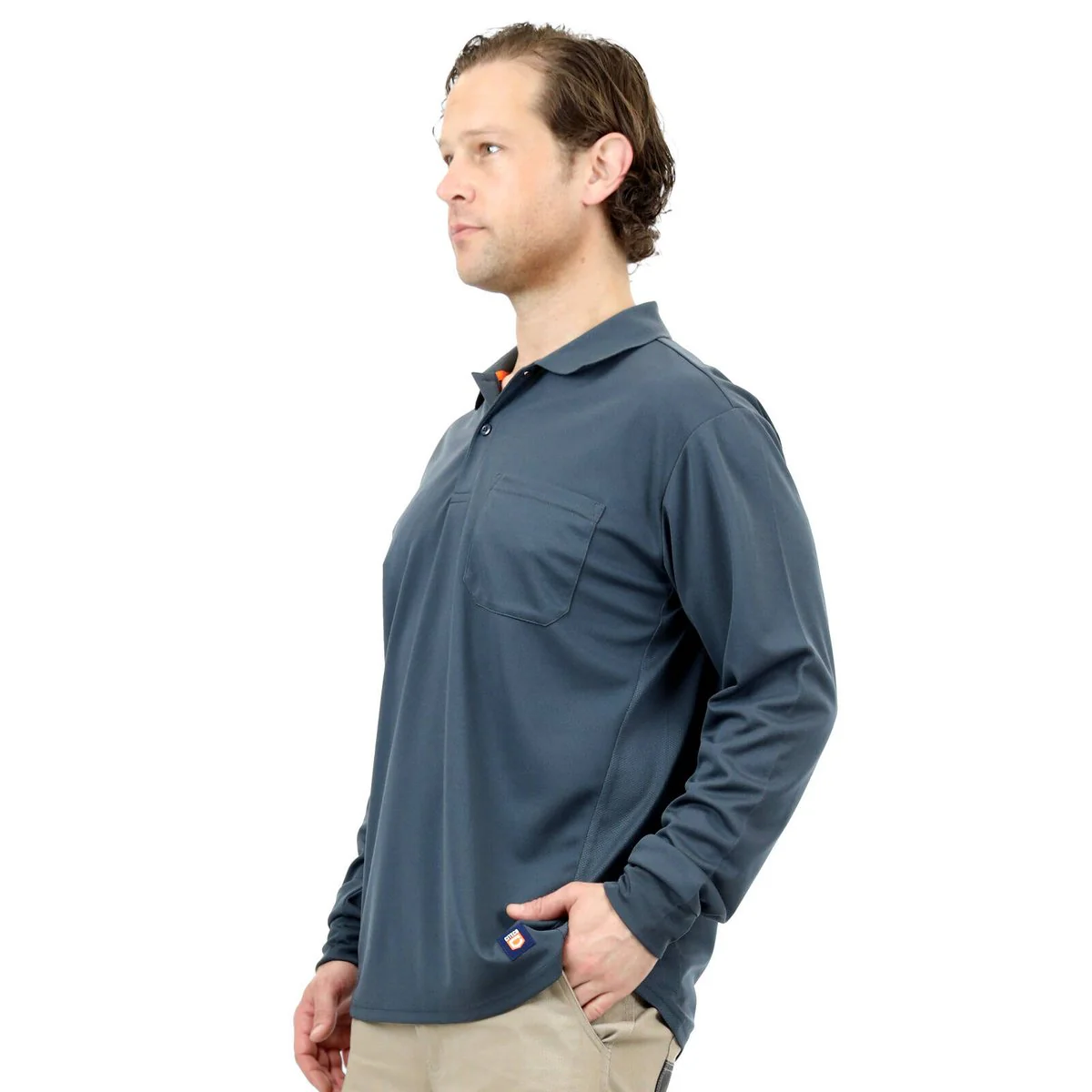 Citeco Grey Dry Fit Long Sleeve Polo Medium - Lightweight - Breathable - Image 5