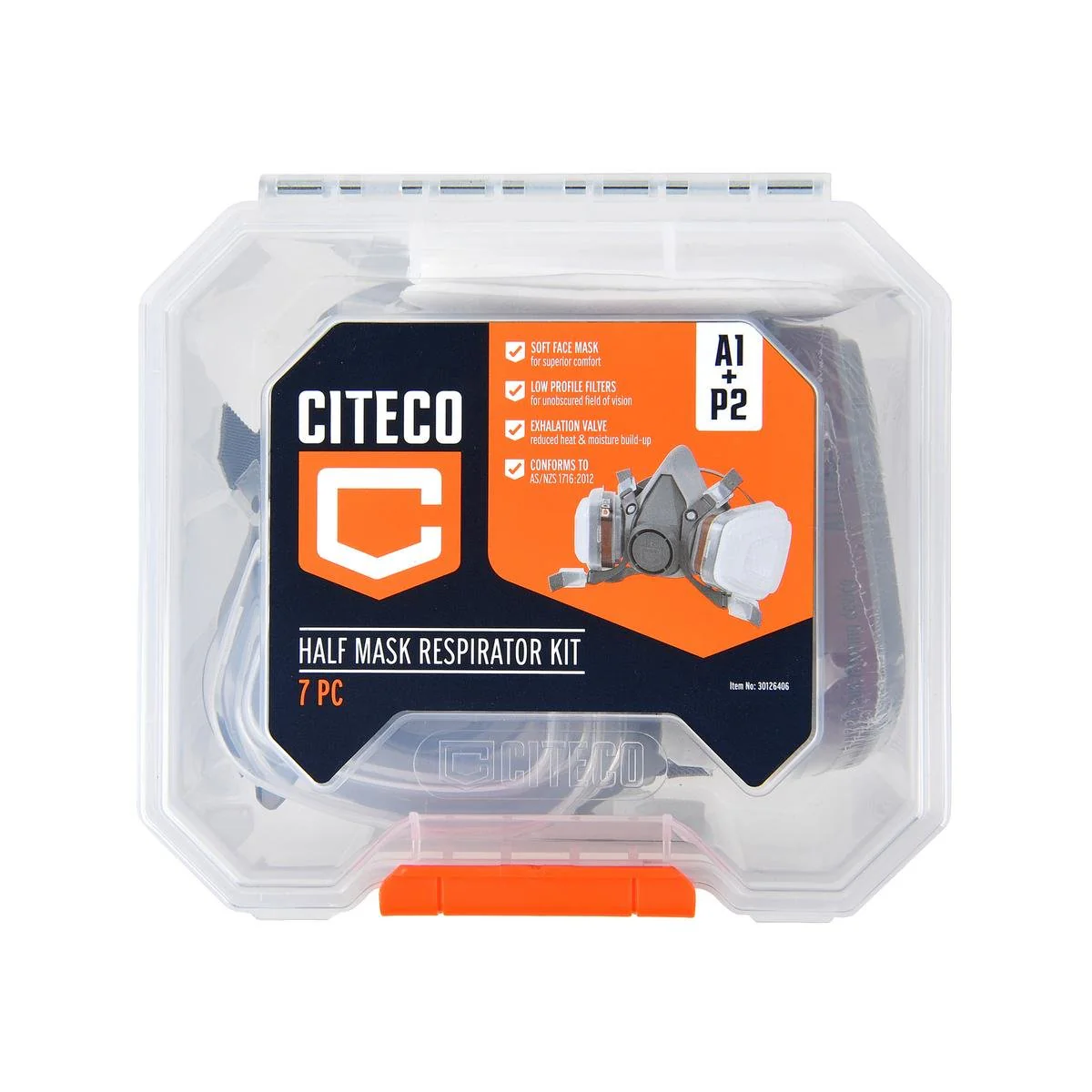 Citeco Half Face Respirator A1P2 Kit - 160mm x 100mm x 180mm - Latex-Free Silicon - Organic Vapor & Particle Protection
