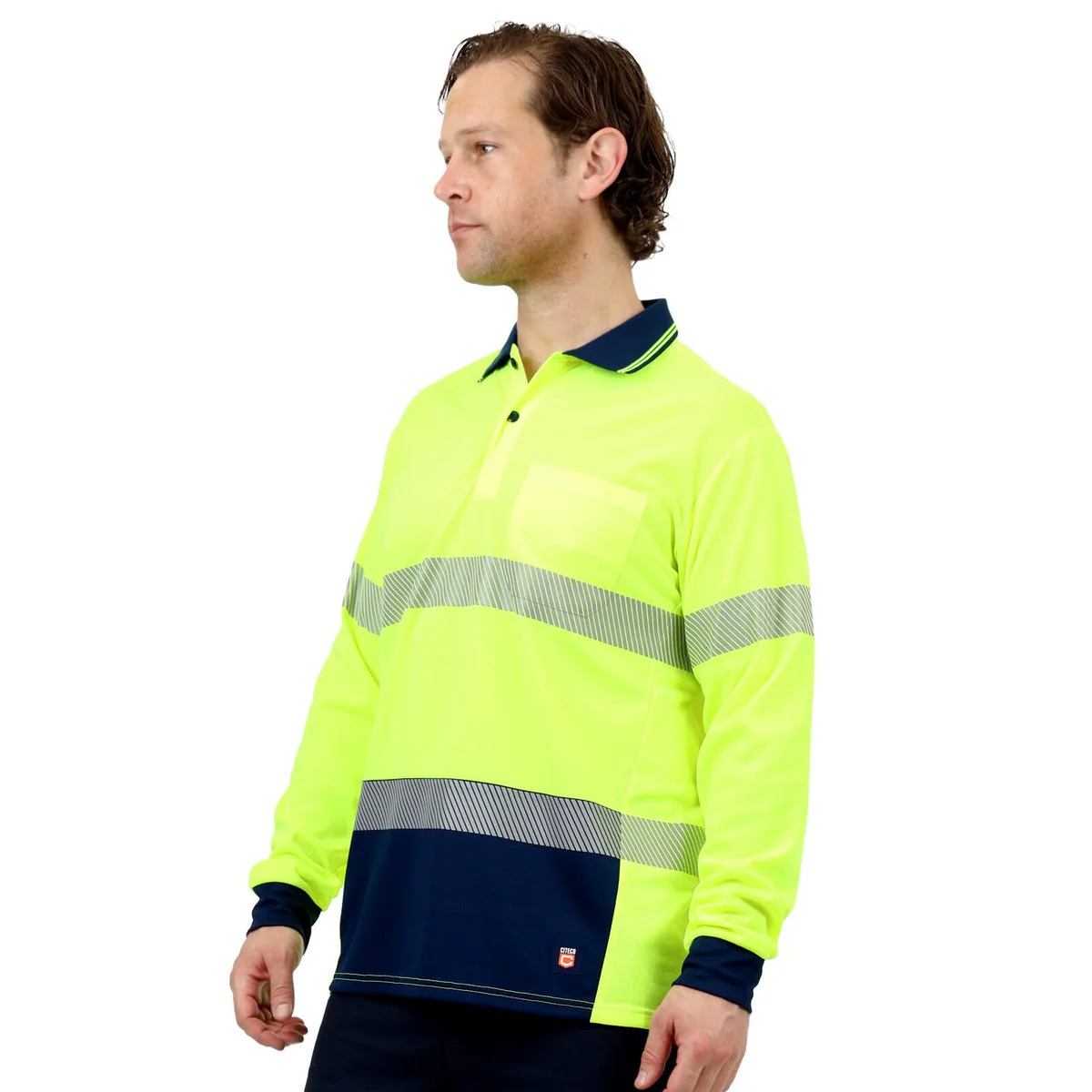 Citeco Hi Vis Long Sleeve Polo XL - Yellow - Lightweight - Breathable - Image 3