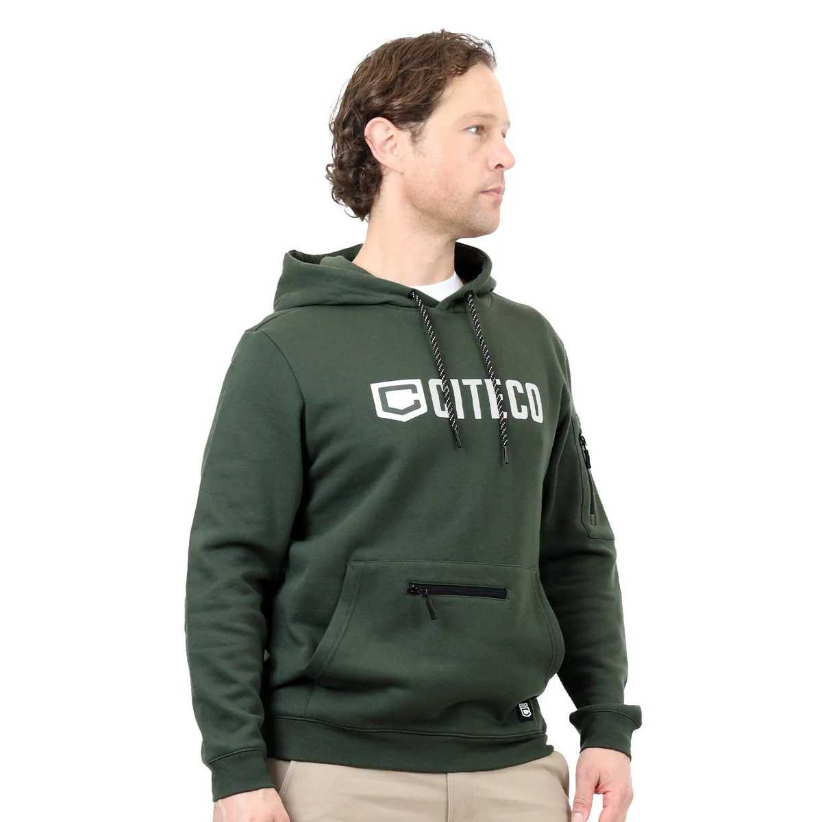 Citeco Khaki Hoodie 2XL - Men's Work Hoodie - UPF 50+ Protection - Multiple Pockets - Image 4