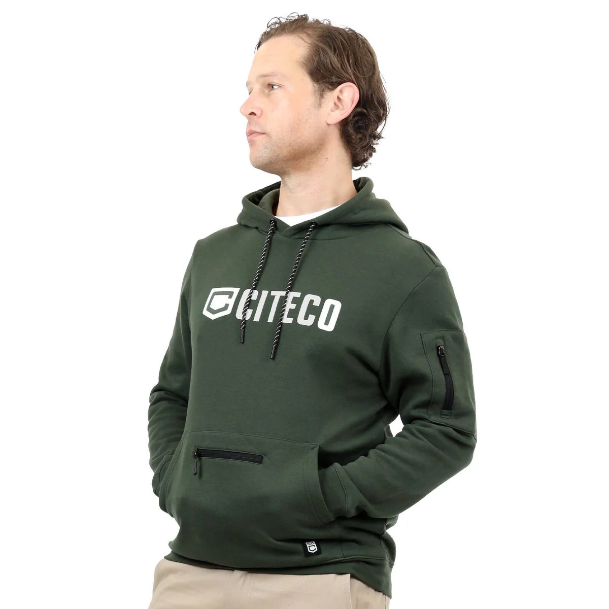 Citeco Khaki Hoodie Medium - Men's Work Hoodie - UPF 50+ Protection - Soft Fleece - Image 3