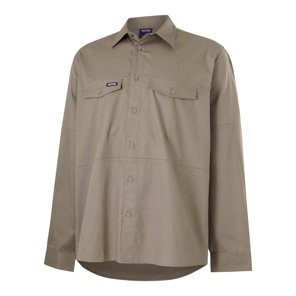 Citeco Long Sleeve Shirt Size S - Khaki - UPF 50+ Sun Protection - Breathable Cotton - Image 2