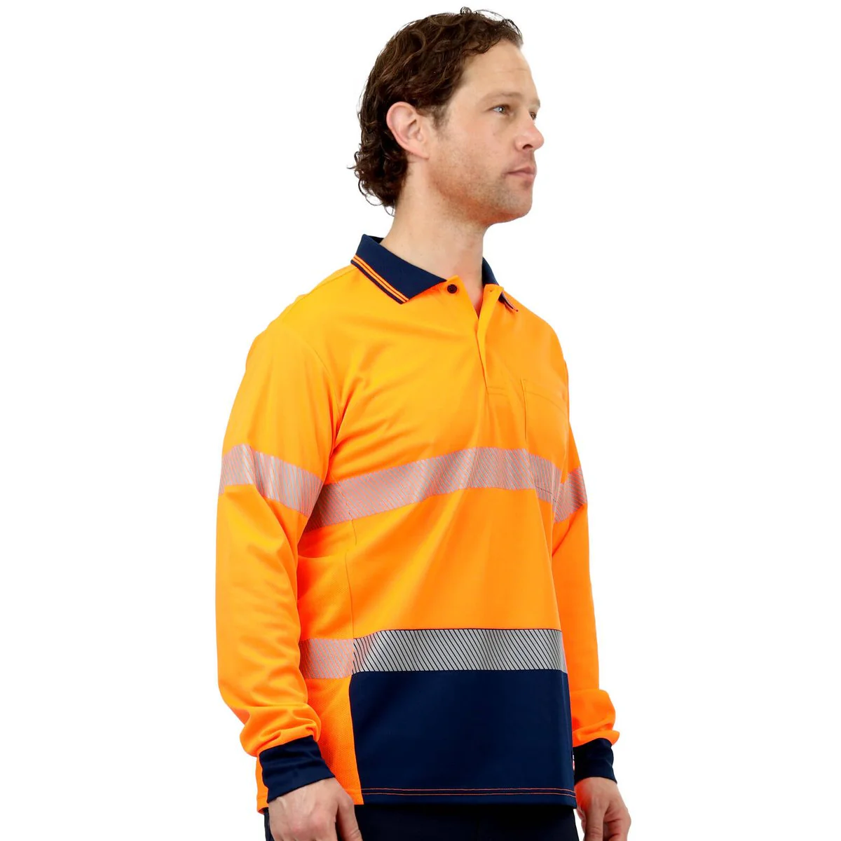 Citeco Orange Hi Vis Long Sleeve Polo Small - Lightweight - Breathable - Reflective - Image 4