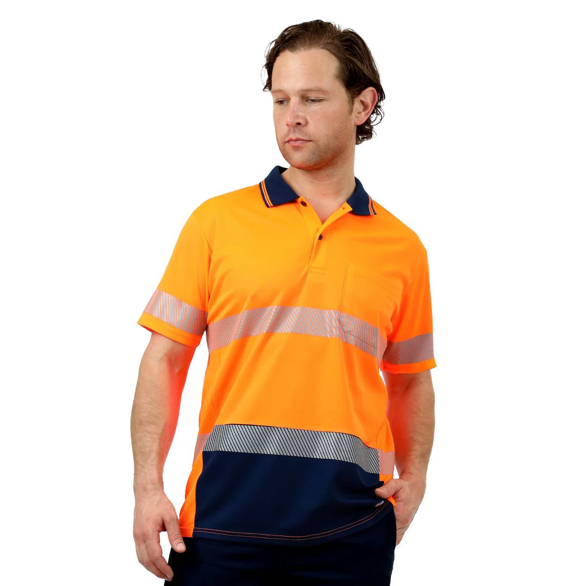 Citeco Orange Hi Vis Short Sleeve Polo Small - Lightweight - Breathable - Reflective - Image 2