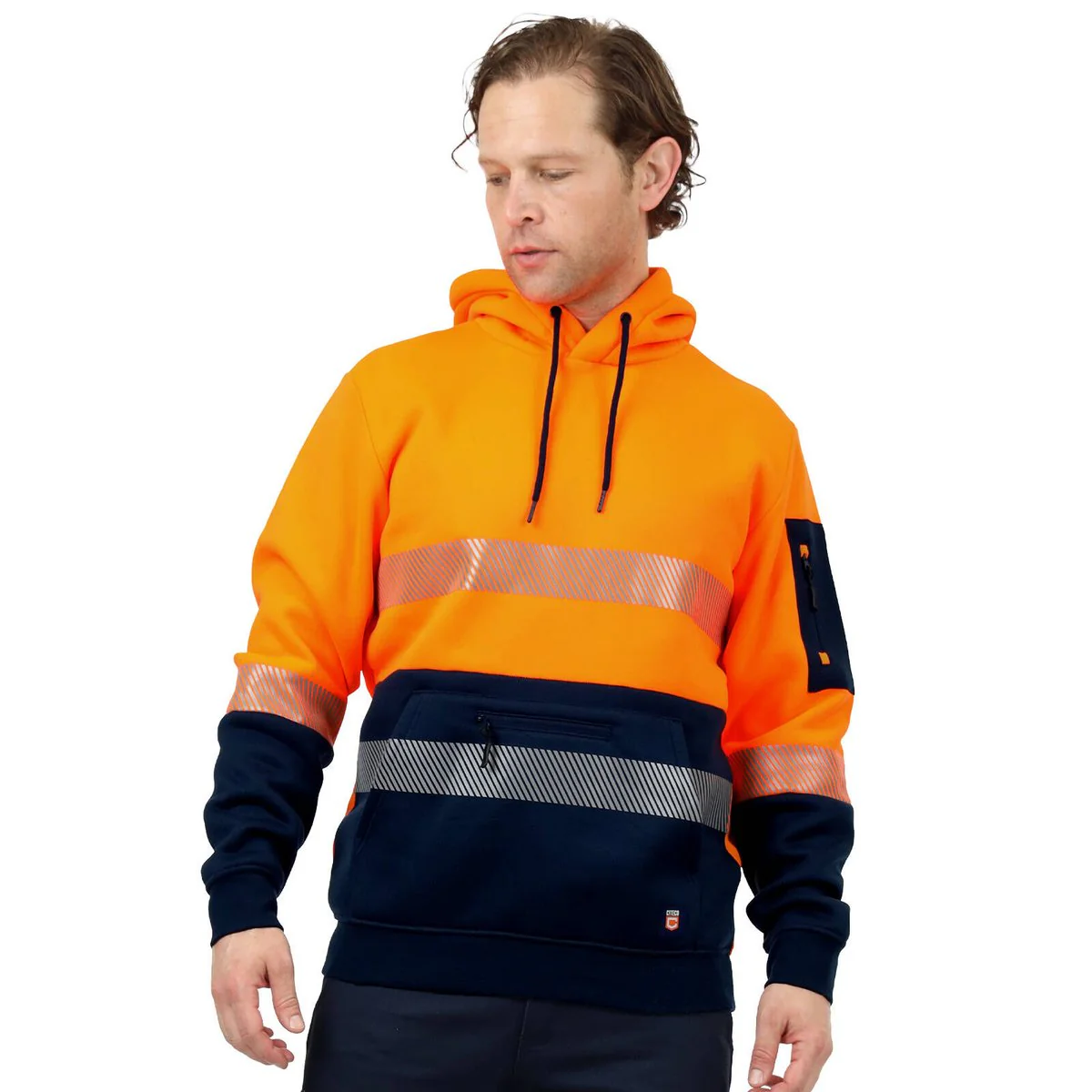 Citeco Orange Hi Vis Taped Hoodie Medium - Reflective Tape - UPF 50+ - Image 2