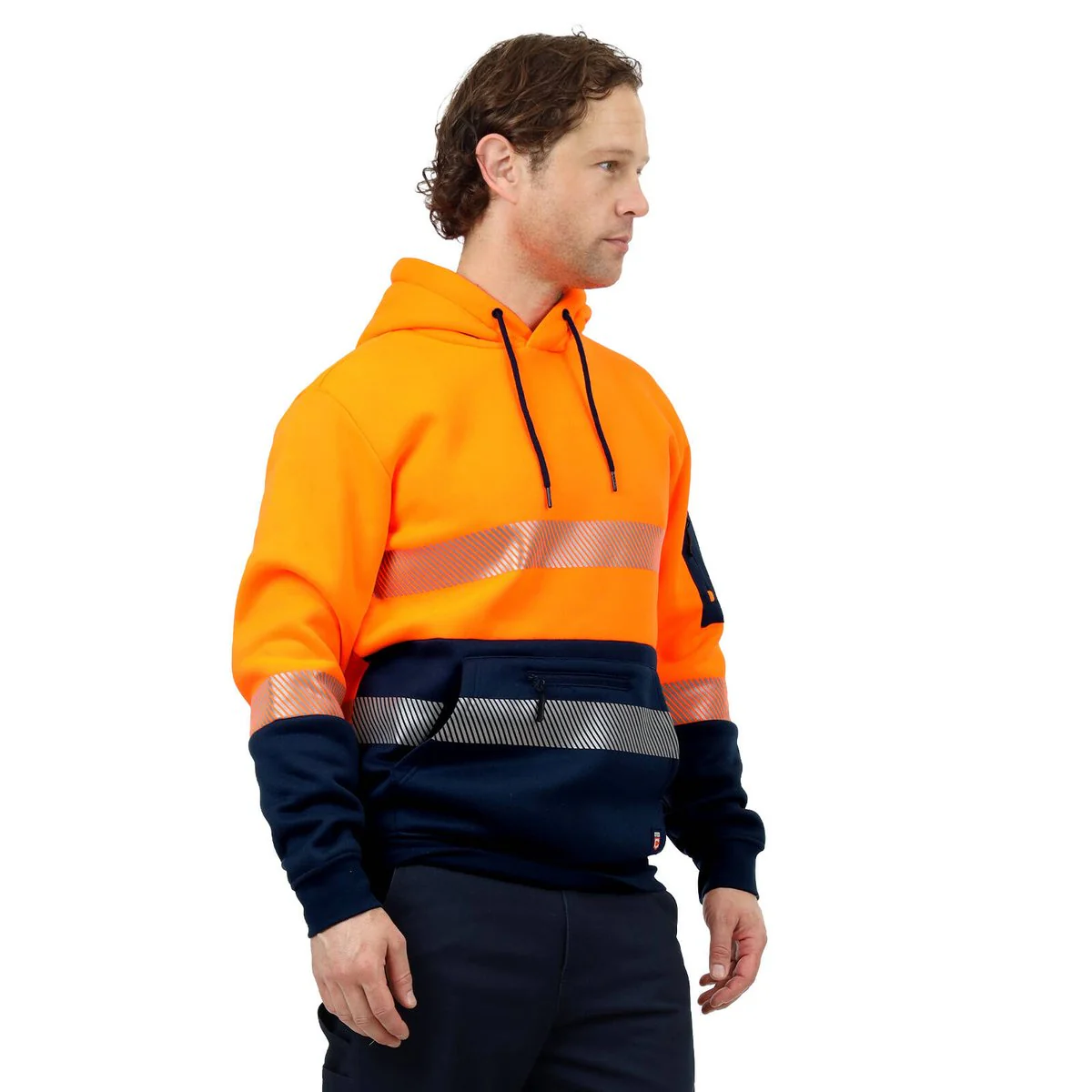 Citeco Orange Hi Vis Taped Hoodie Small - Reflective Tape - UPF 50+ Protection - Image 4