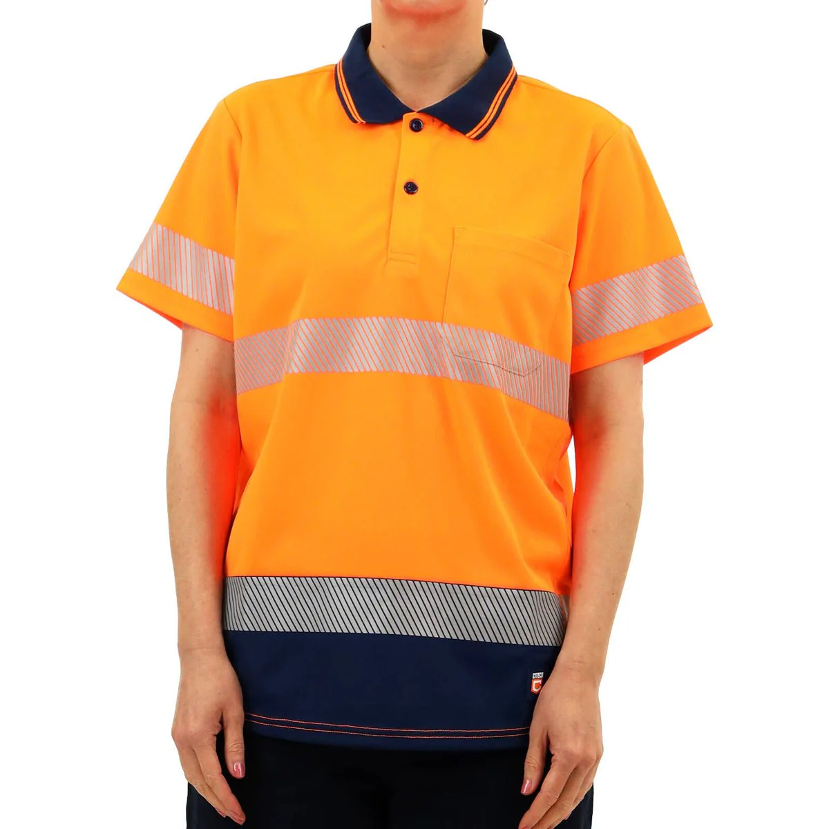 Citeco Womens Hi Vis Short Sleeve Polo 14 - Orange - Reflective Tape - Lightweight - Image 3