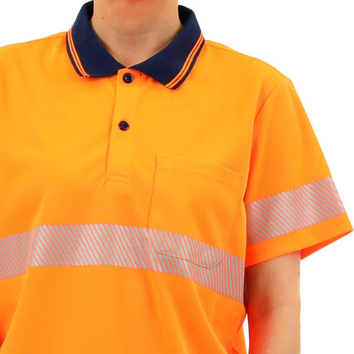 Citeco Womens Hi Vis Short Sleeve Polo 8 - Orange - Reflective - Lightweight - Image 5