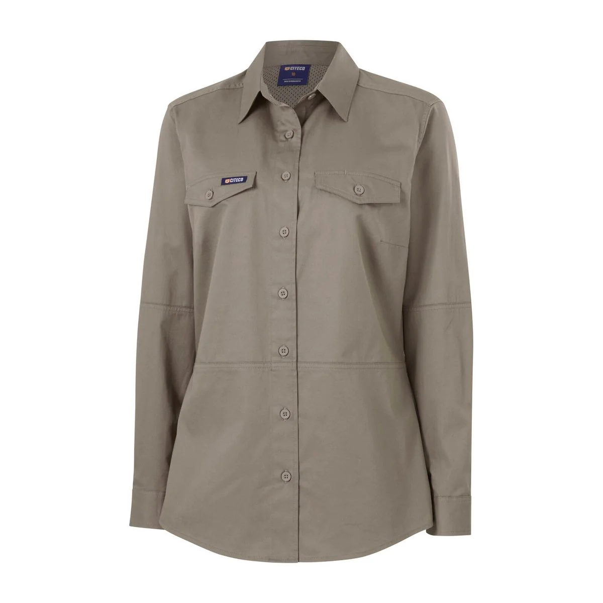 Citeco Womens Long Sleeve Shirt Size 12 - Khaki - 100% Cotton - UPF 50+ - Image 4