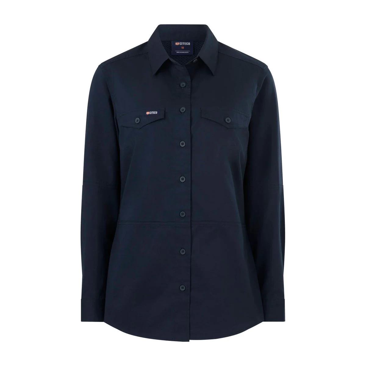 Citeco Womens Long Sleeve Shirt Size 8 - Navy - 100% Cotton - UPF 50+