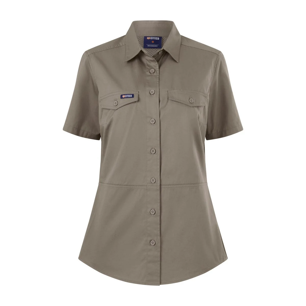 Citeco Womens Short Sleeve Shirt Size 18 - Khaki - UPF 50+ Protection