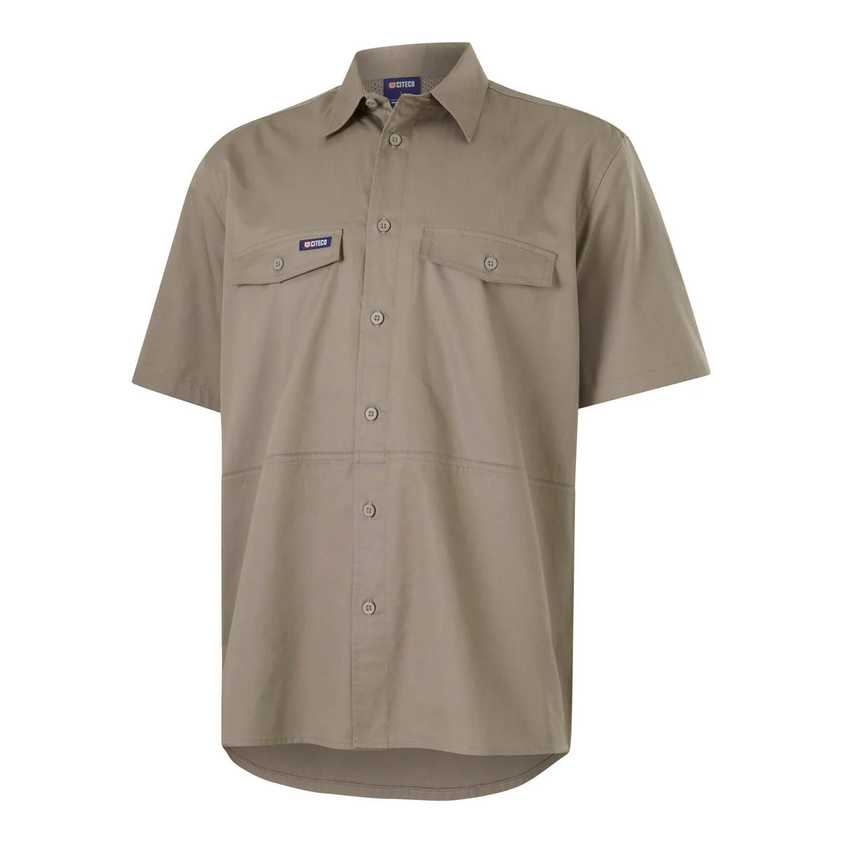 Citeco XL Khaki Short Sleeve Shirt - Lightweight Cotton - UPF 50+ Sun Protection - Image 2