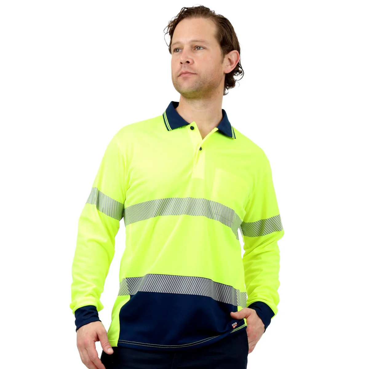 Citeco Yellow Hi Vis Long Sleeve Polo 2XL - Reflective Tape - Breathable - Image 2