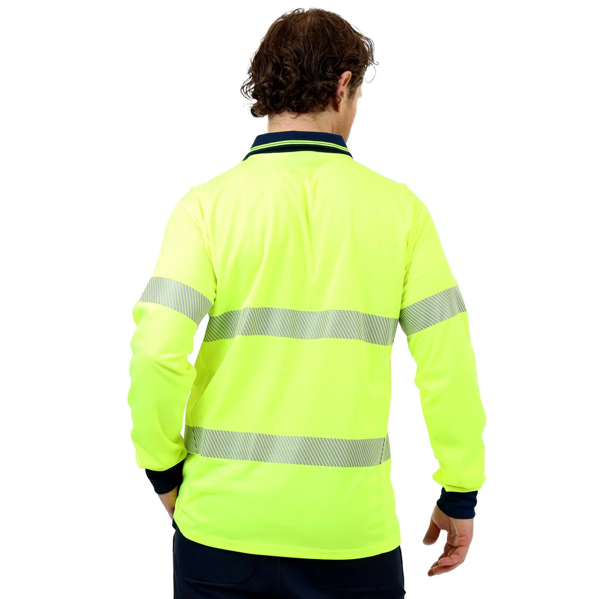 Citeco Yellow Hi Vis Long Sleeve Polo L - Reflective Tape - Breathable - Image 5