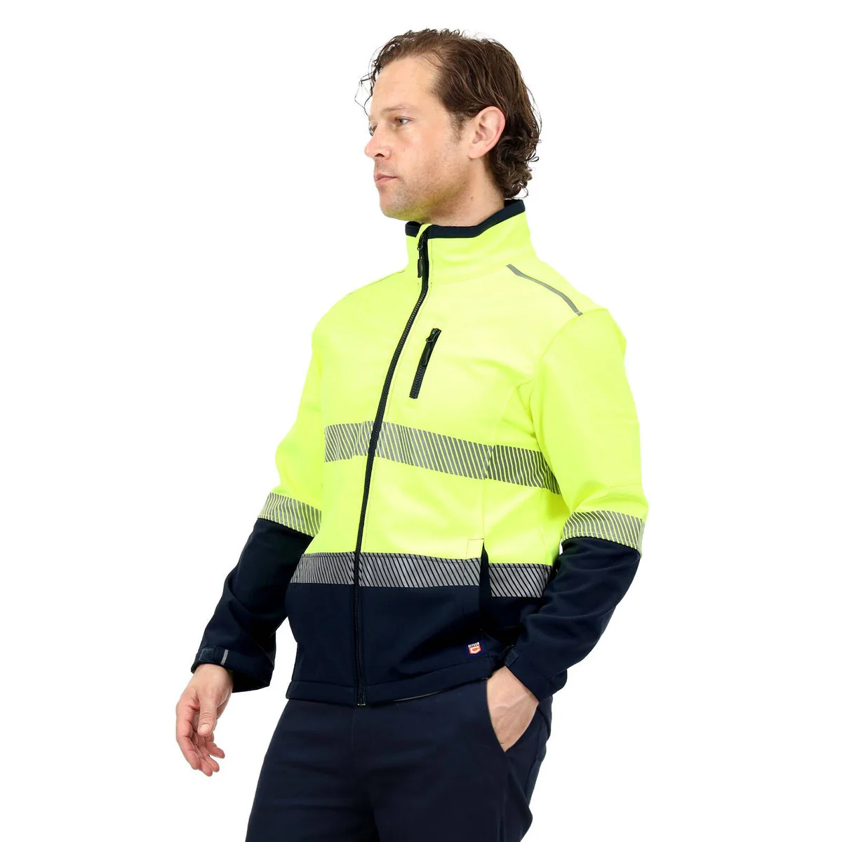 Citeco Yellow Hi Vis Soft Shell Jacket - Large - UPF 50+ - Fleece Lined - Image 5
