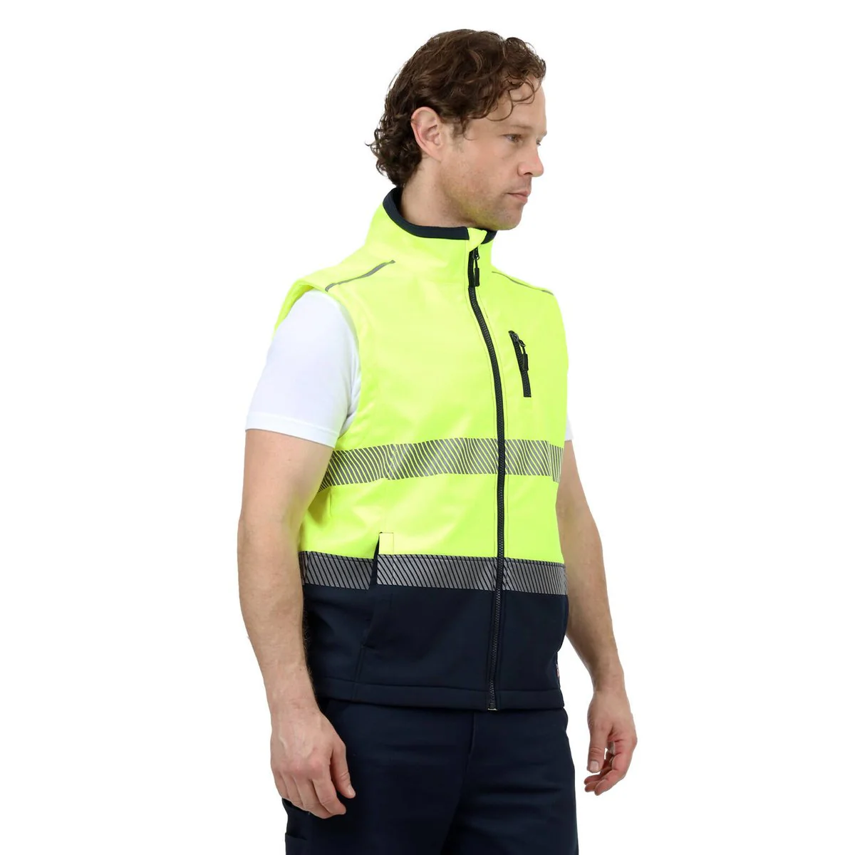 Citeco Yellow Hi Vis Soft Shell Vest 2XL - Reflective Tape - Fleece Lined - Image 4