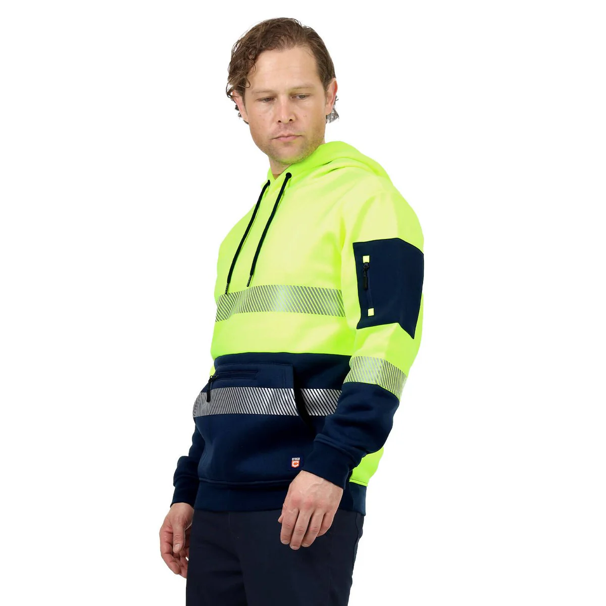 Citeco Yellow Hi Vis Taped Hoodie 2XL - Soft Fleece - Reflective Tape - UPF 50+ - Image 3