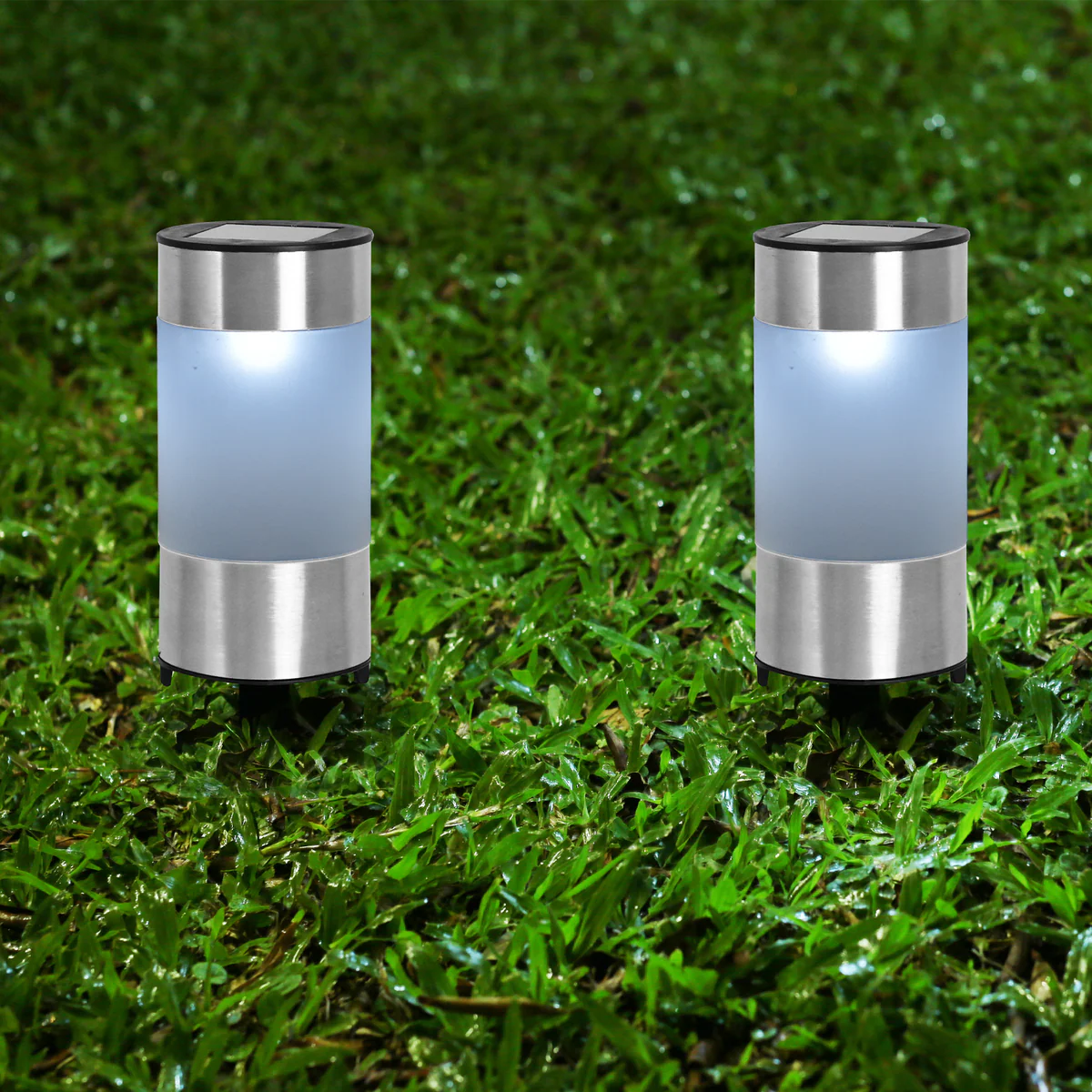 Click Byron Solar LED Pathway Bollard - 210mm - Stainless Steel - Outdoor Use - Image 2