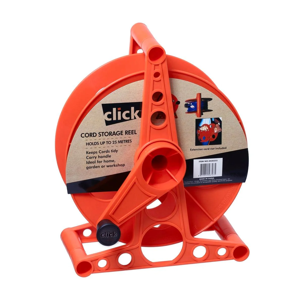 Click Extension Lead Reel 25m Polypropylene Neat Storage Solution
