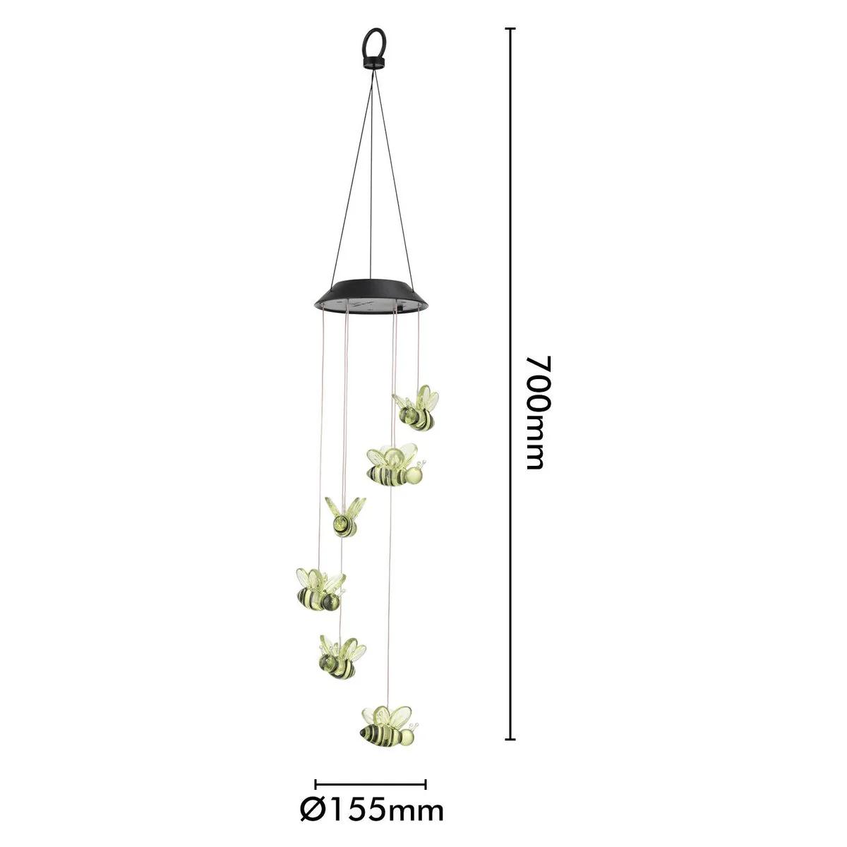 Click Solar Bee Windchime - 6 RGB LED - 125mm x 700mm - Weather Resistant - Image 5