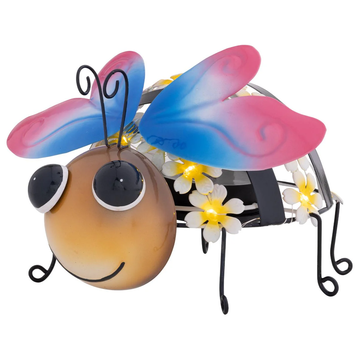 Click Solar Metal Animal Light Bee - 1.2V Rechargeable - Yellow/Pink - Outdoor Decor - Image 2