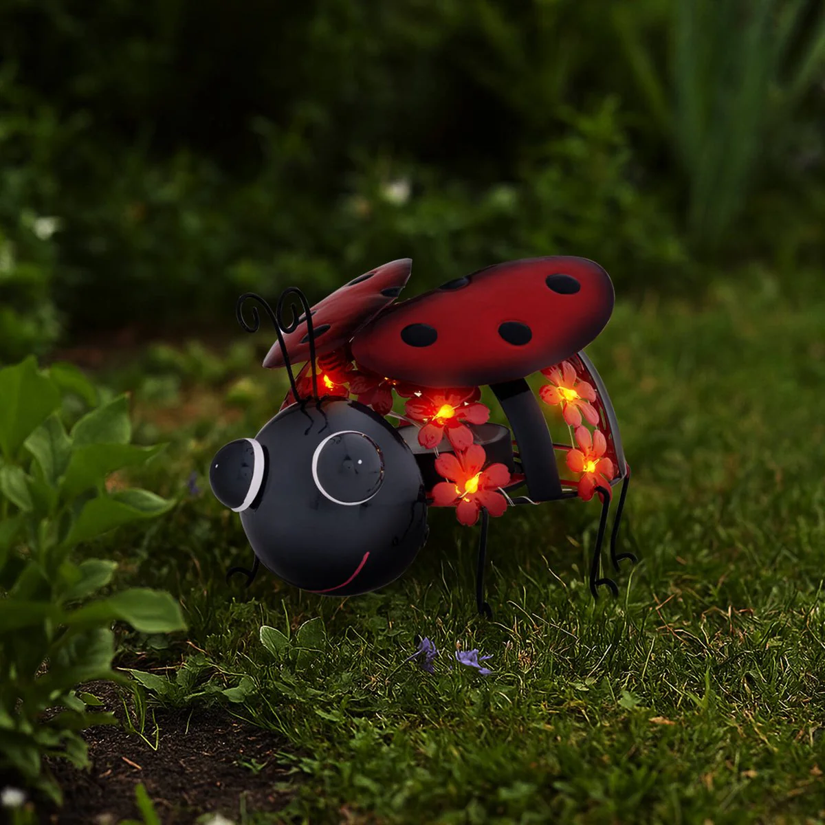 Click Solar Metal Animal Light Bug - 1.2V Rechargeable - Red - Outdoor Decor - Image 4