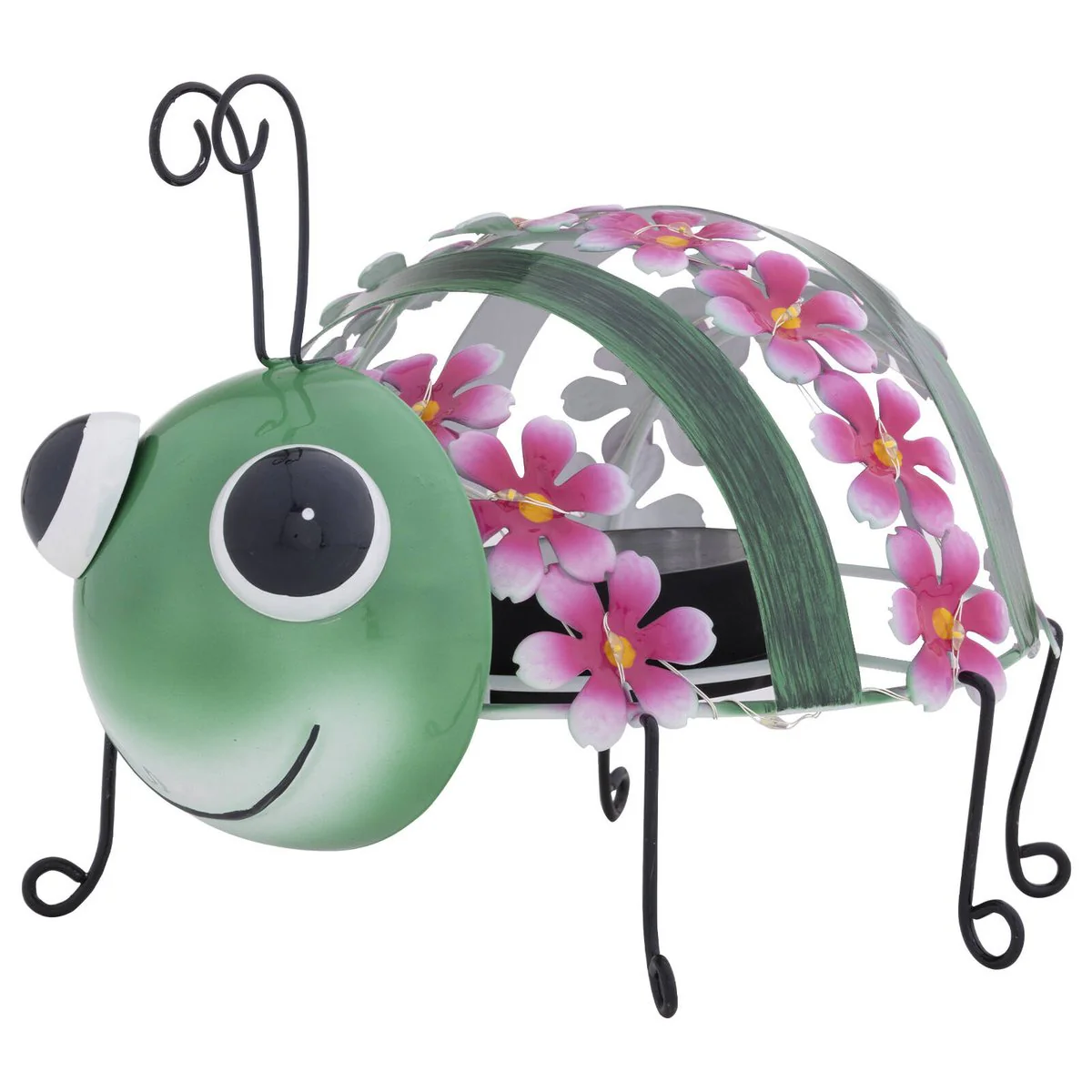 Click Solar Metal Animal Light Grasshopper - Solar Powered - 190mm x 210mm - Green/Pink