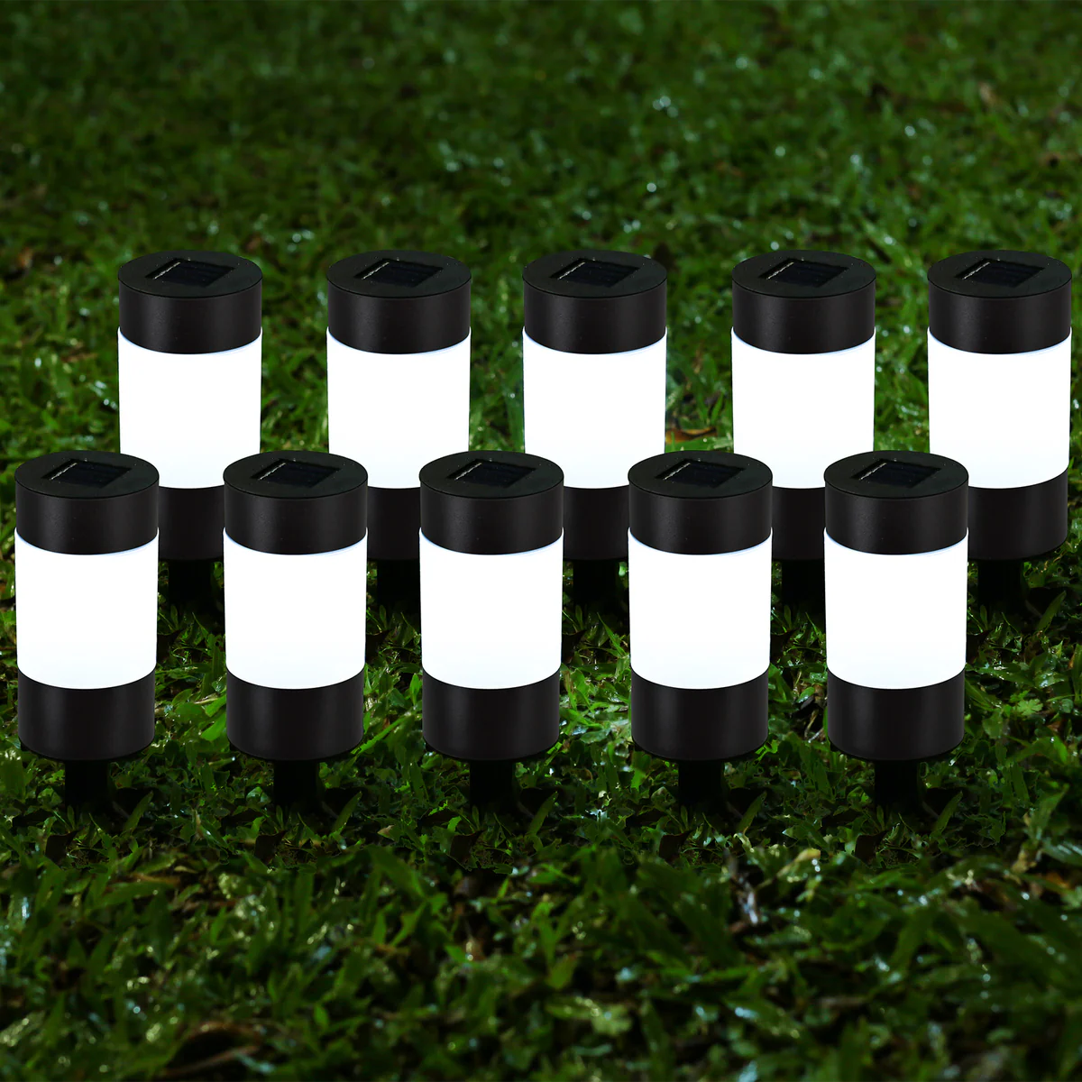 Click Village Solar LED Pathway Bollard - Pack of 10 - Black Stainless Steel - Outdoor Use - Image 2