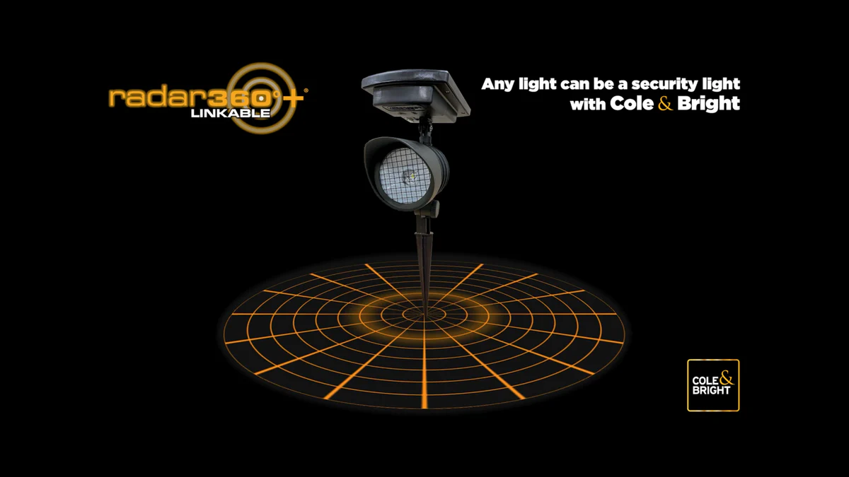 Cole Bright 2000lm Solar Radar Security Light - 360° Sensor - Linkable - Image 3