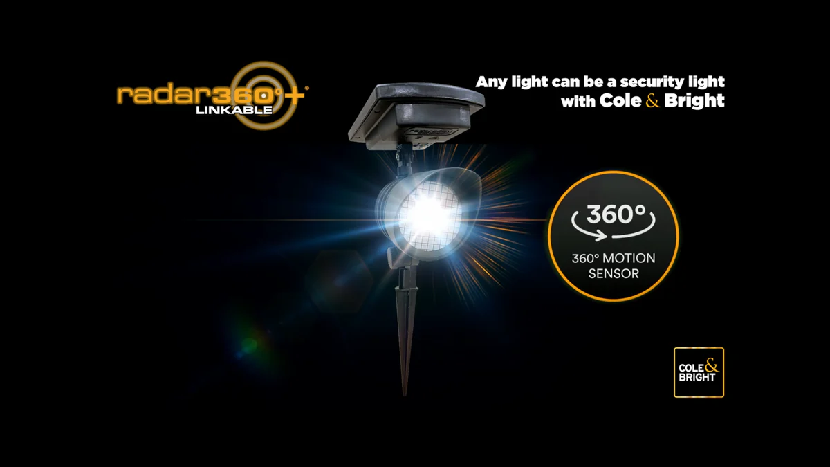 Cole Bright 50lm Solar Radar 360 Linkable Spotlight - 80mm x 340mm - Outdoor Security Light - Image 4