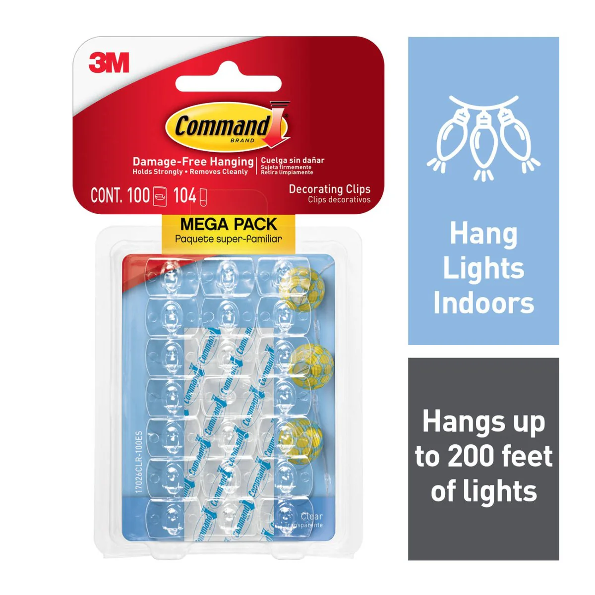 Command Clear Decorating Clip Mega Pack - 100 Clips - 104 Strips - Clear - Damage-Free Hanging - Image 3