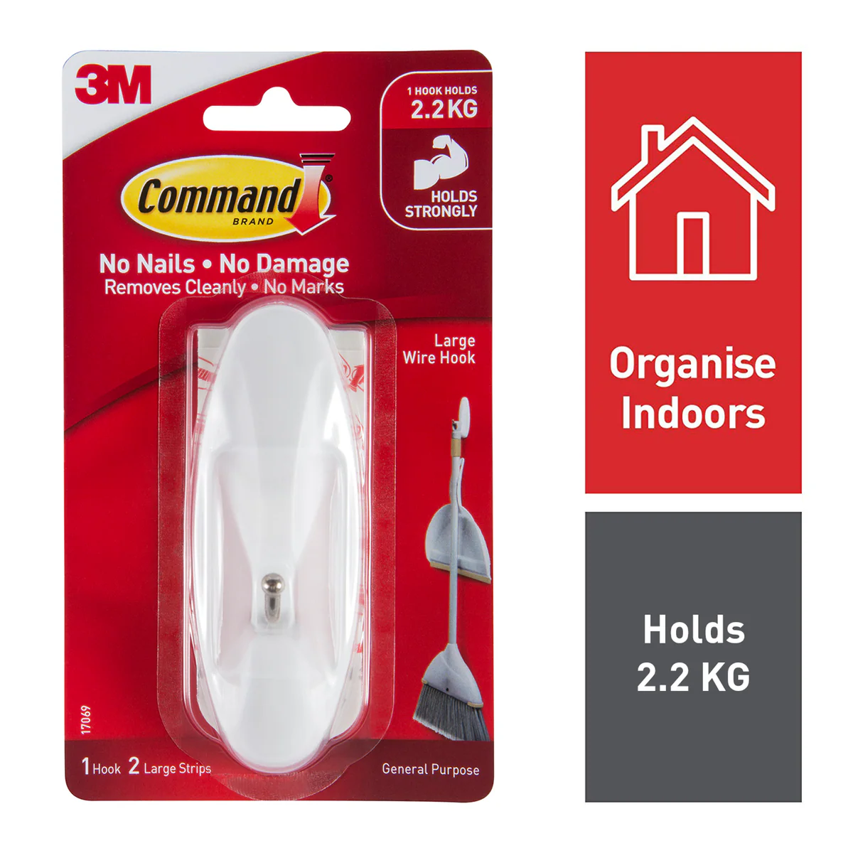 Command Large Wire Hook - 35mm x 100mm - Plastic - Damage-Free Hanging - Image 2