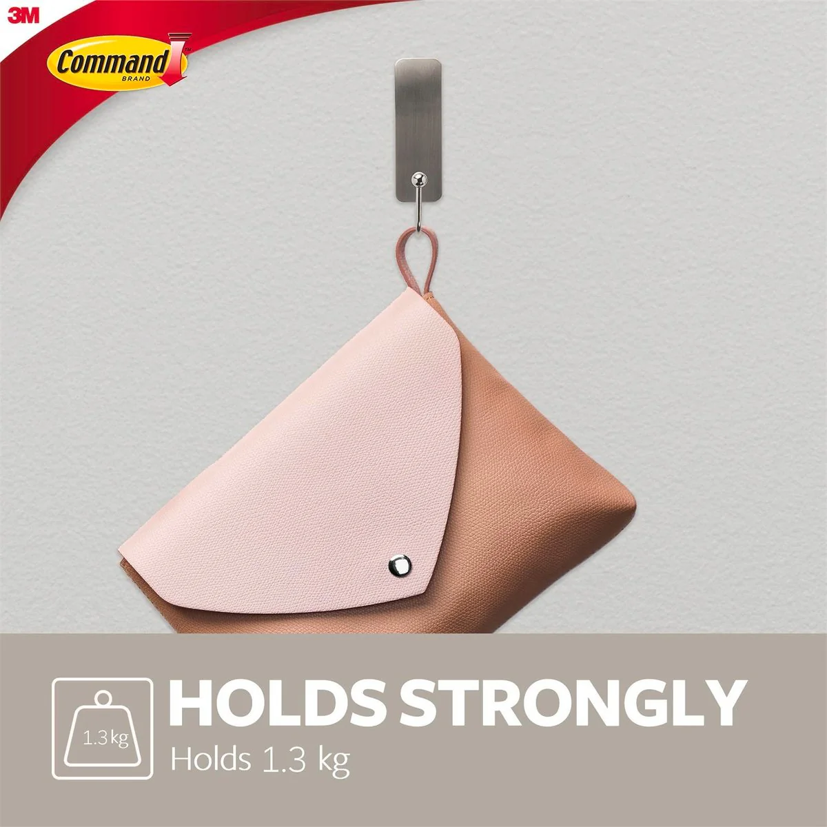 Command Medium Brushed Nickel Hook 1 Pack - 98mm x 171mm - Damage-Free Hanging - Image 4