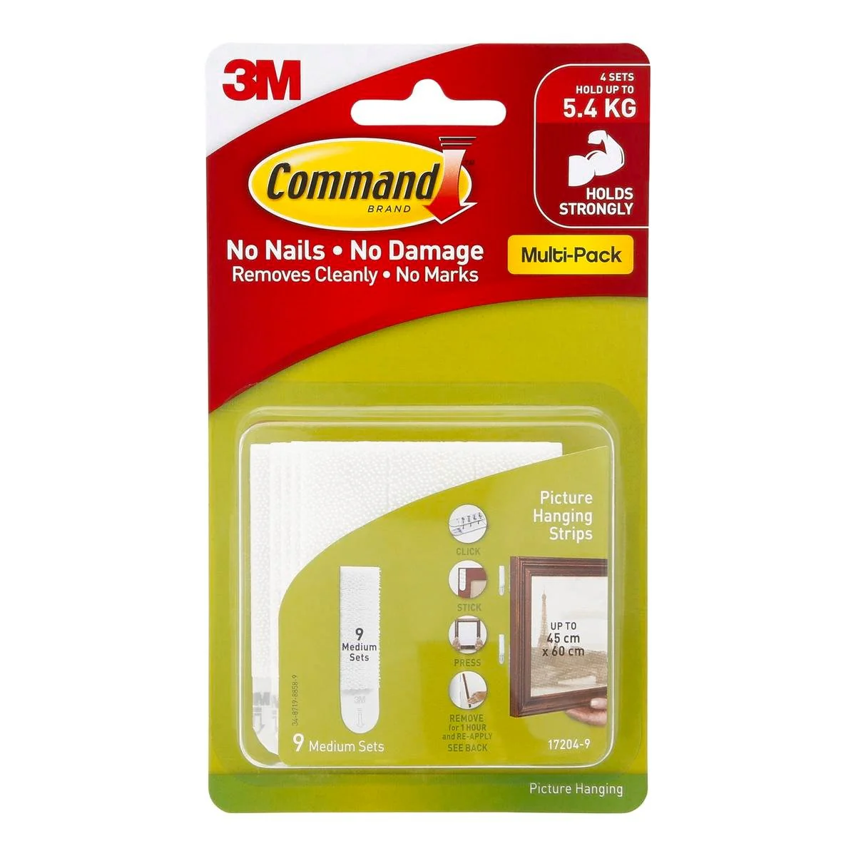 Command Medium Picture Hanging Strips - 9 Pack - White - Damage-Free