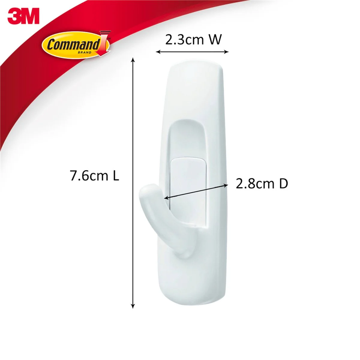 Command Medium Wall Hooks - 25mm x 77mm - Plastic - Damage-Free - 6 Pack - Image 3