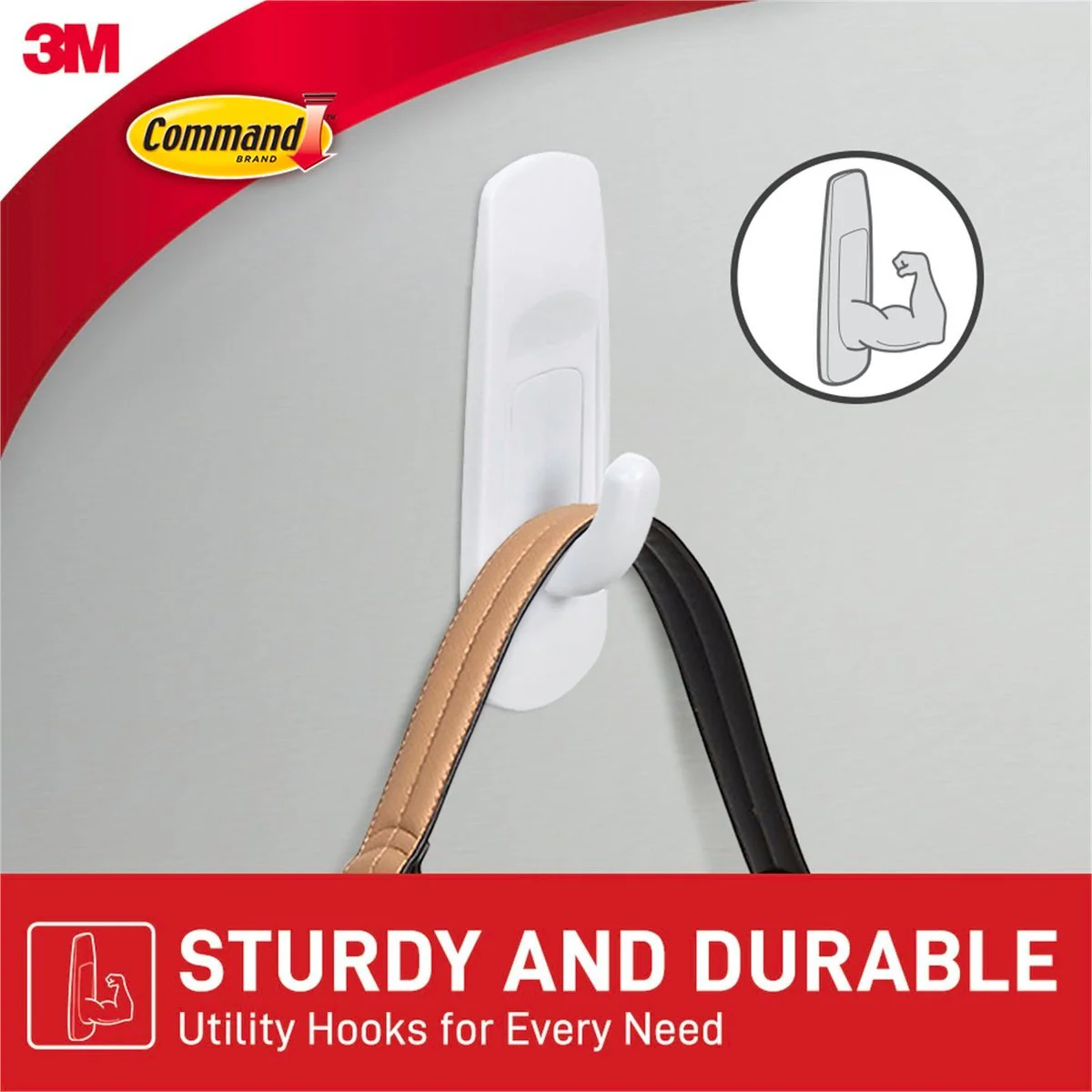 Command Medium Wall Hooks - 25mm x 77mm - Plastic - Damage-Free - 6 Pack - Image 5