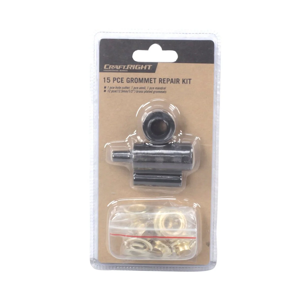 Craftright 15 Piece Grommet Repair Kit - 12.5mm Metal Grommets - Black - Image 2