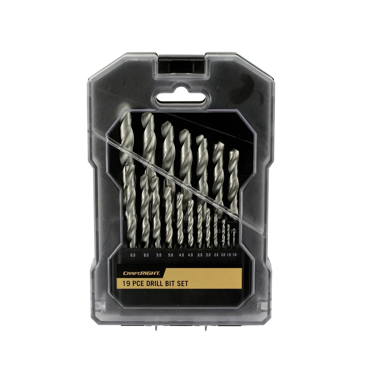 Craftright 19 Piece Drill Bit Set - High-Speed Steel - 1mm to 10mm