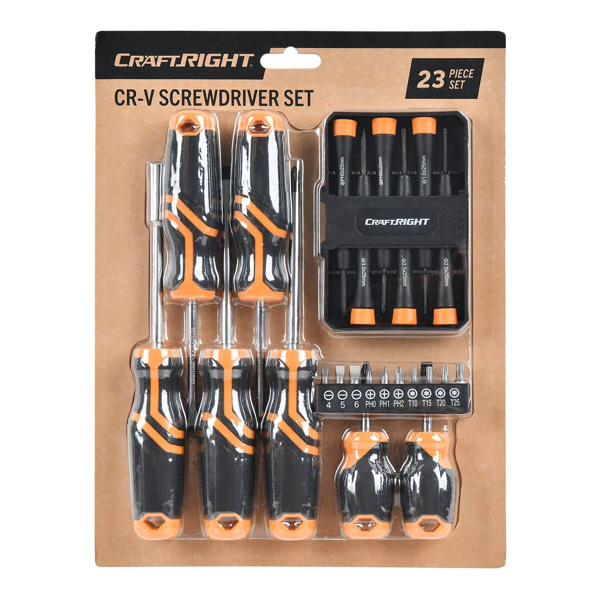 Craftright 23 Piece Screwdriver Set - Chrome Vanadium Steel - 230mm x 295mm - Image 2