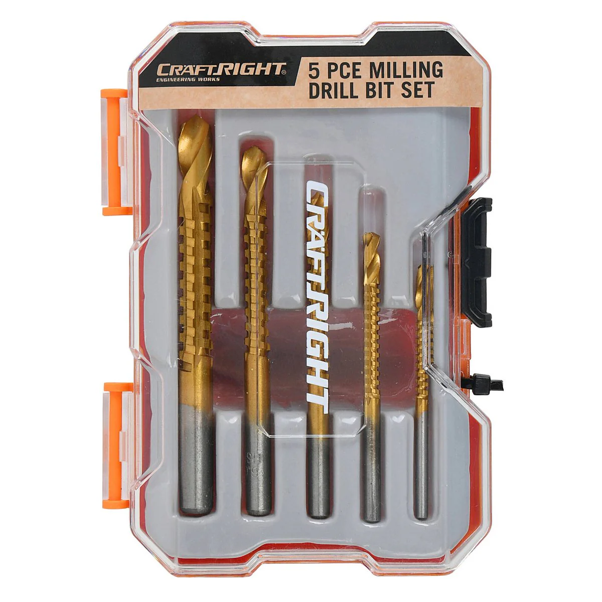 Craftright 5 Piece Milling Drill Bit Set - HSS4241 Titanium Coated - 104mm x 145mm
