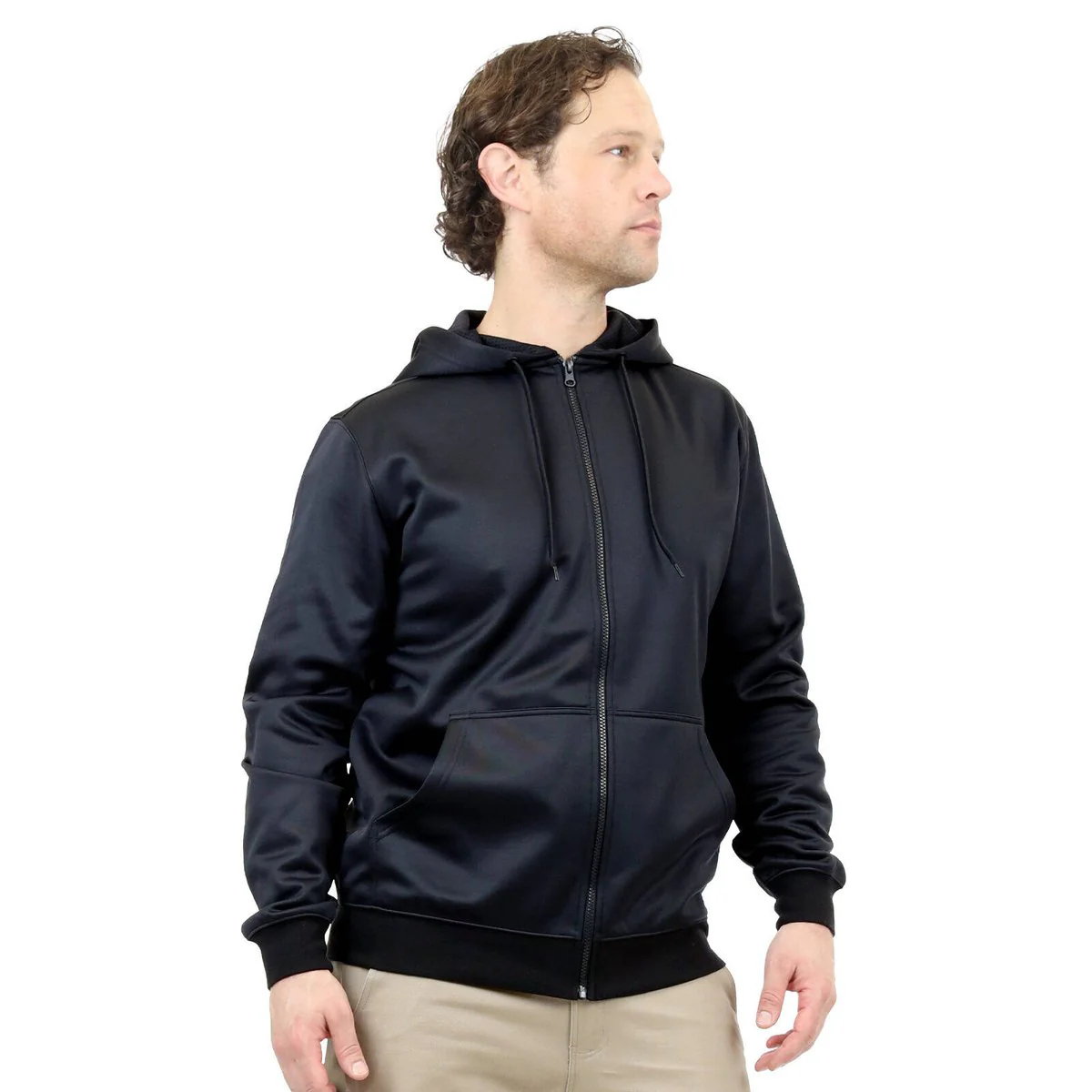 Craftright Black Zip Thru Hoodie Large - Soft Fleece - Adjustable Hood - Kangaroo Pocket - Image 3