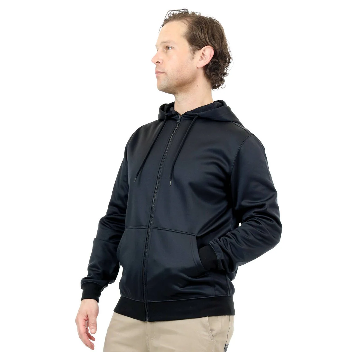Craftright Black Zip Thru Hoodie Large - Soft Fleece - Adjustable Hood - Kangaroo Pocket - Image 4