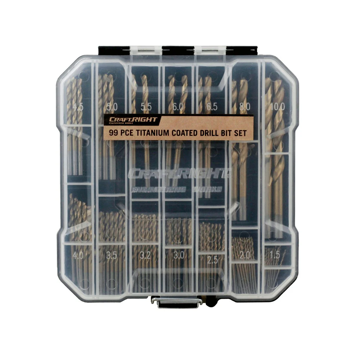 Craftright Drill Bit Set - 1.5mm to 10mm - HSS Steel - Titanium Coated - 99 Pack - Image 3