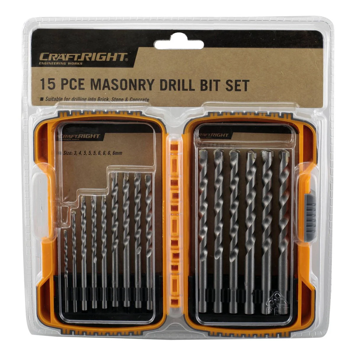 Craftright Masonry Drill Bit Set - 3mm to 10mm - High Speed Steel - 15 Piece - Image 2