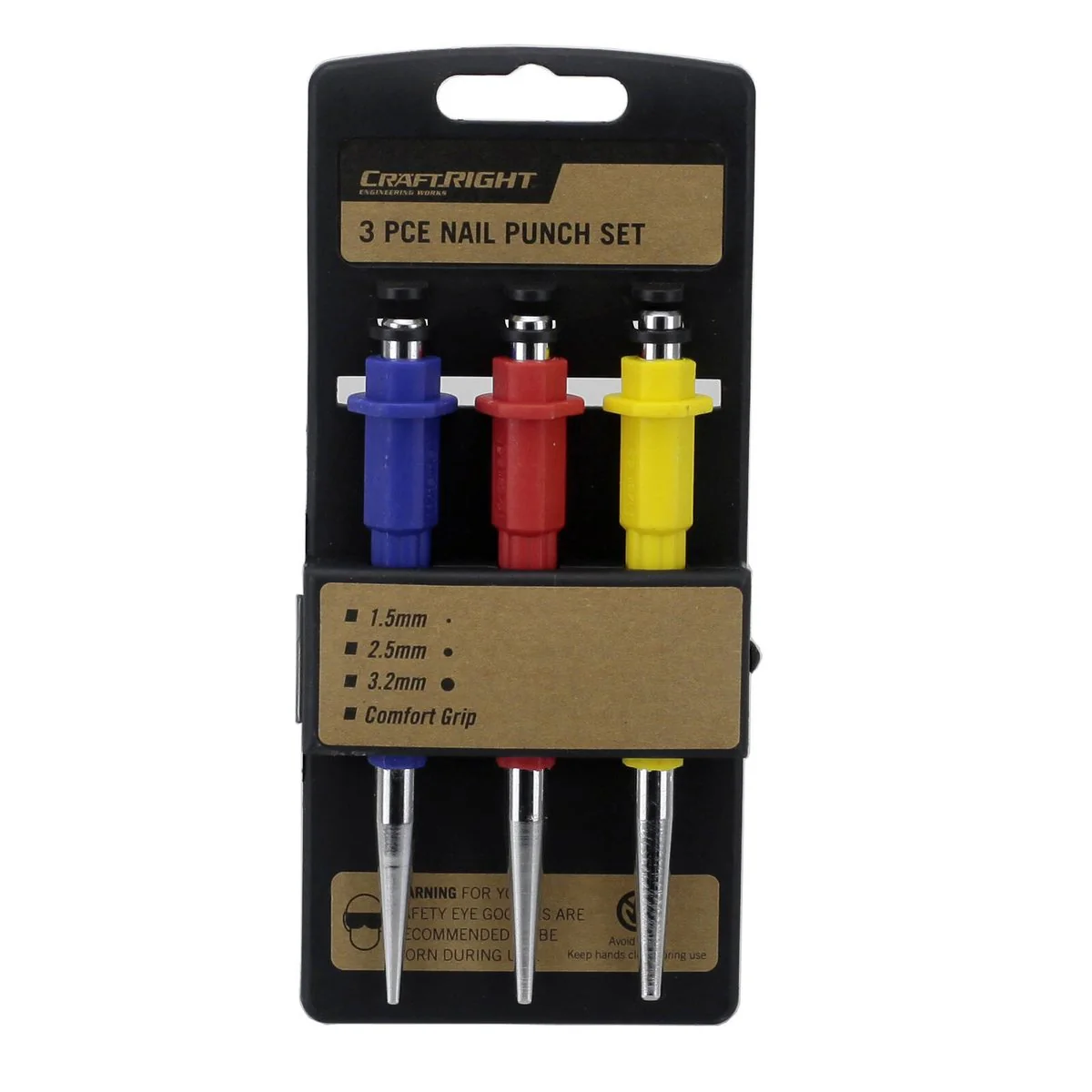 Craftright Nail Punch Set - 1.5mm 2.5mm 3.2mm - CR-V Steel - Durable - 3 Piece - Image 2