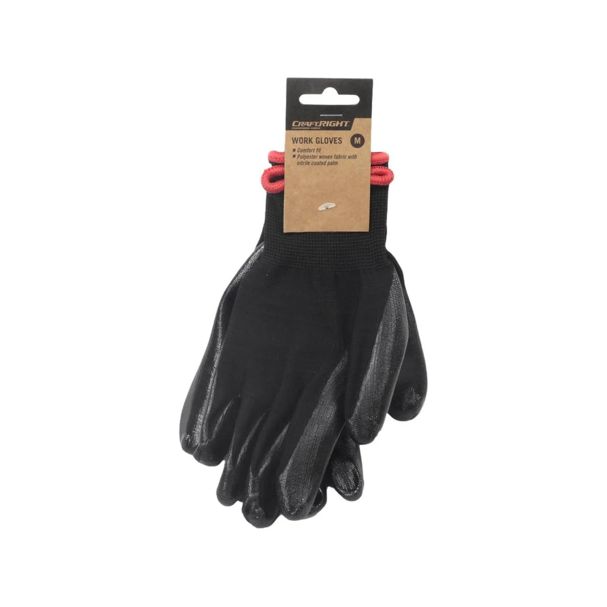 Craftright Nitrile Glove - Medium - Polyester Cotton - Nonslip Grip