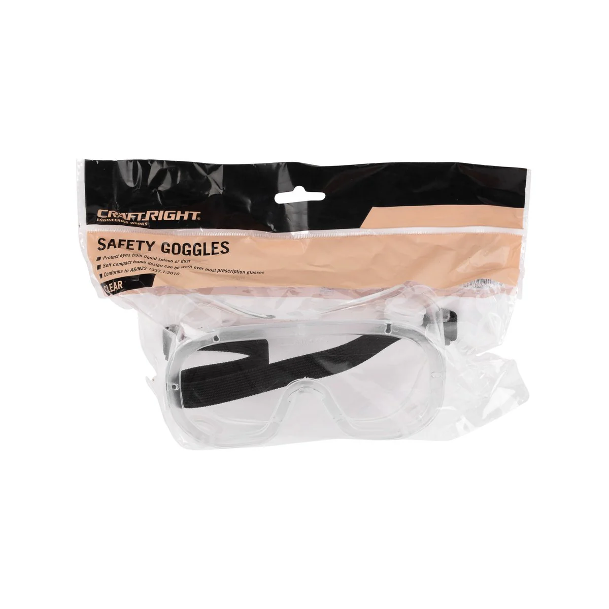 Craftright Safety Goggles - Eye Protection - AS/NZS 1337.1:2010 - Lightweight - Flexible Frame - 200mm x 100mm x 100mm - Image 5